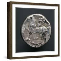 Silver Tetradrachm of Danube Celts, Depicting Man on Horseback-null-Framed Giclee Print