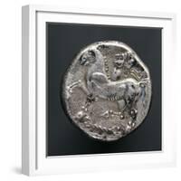 Silver Tetradrachm of Danube Celts, Depicting Man on Horseback-null-Framed Giclee Print