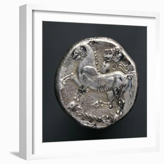 Silver Tetradrachm of Danube Celts, Depicting Man on Horseback-null-Framed Giclee Print