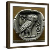 Silver Tetradrachm with Owl-null-Framed Photographic Print