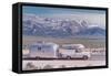 Silver Trailer in Rocky Mountains-null-Framed Stretched Canvas