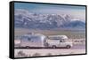 Silver Trailer in Rocky Mountains-null-Framed Stretched Canvas