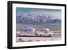 Silver Trailer in Rocky Mountains-null-Framed Art Print