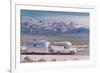 Silver Trailer in Rocky Mountains-null-Framed Art Print