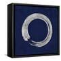 Silver Zen Circle on Blue I-Ellie Roberts-Framed Stretched Canvas
