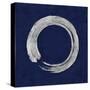 Silver Zen Circle on Blue I-Ellie Roberts-Stretched Canvas
