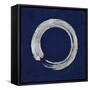 Silver Zen Circle on Blue I-Ellie Roberts-Framed Stretched Canvas