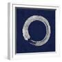 Silver Zen Circle on Blue I-Ellie Roberts-Framed Art Print