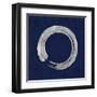 Silver Zen Circle on Blue I-Ellie Roberts-Framed Art Print