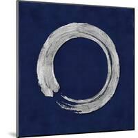 Silver Zen Circle on Blue I-Ellie Roberts-Mounted Art Print