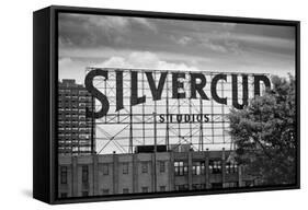 Silvercup Studios Sign in Long Island City, NY in Black and White-null-Framed Stretched Canvas