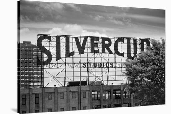 Silvercup Studios Sign in Long Island City, NY in Black and White-null-Stretched Canvas