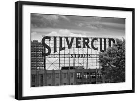 Silvercup Studios Sign in Long Island City, NY in Black and White-null-Framed Photo