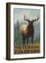 Silverton, Colorado - Elk Scene, c.2009-Lantern Press-Framed Art Print