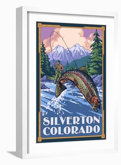 Silverton, Colorado - Fishing Scene, c.2009-Lantern Press-Framed Art Print