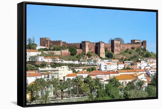 Silves Skyline with the Moorish Castle and the Cathedral, Silves, Algarve, Portugal, Europe-G&M Therin-Weise-Framed Stretched Canvas