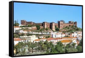 Silves Skyline with the Moorish Castle and the Cathedral, Silves, Algarve, Portugal, Europe-G&M Therin-Weise-Framed Stretched Canvas