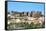 Silves Skyline with the Moorish Castle and the Cathedral, Silves, Algarve, Portugal, Europe-G&M Therin-Weise-Framed Stretched Canvas