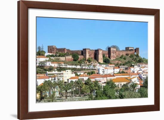 Silves Skyline with the Moorish Castle and the Cathedral, Silves, Algarve, Portugal, Europe-G&M Therin-Weise-Framed Photographic Print