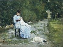 Promenade in a Garden-Silvestro Lega-Stretched Canvas