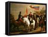 Sim?n Bol?r Presenting Flag of Liberation after Battle of Carabobo, 24 June 1821-Arturo Michelena-Framed Stretched Canvas