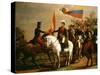 Sim?n Bol?r Presenting Flag of Liberation after Battle of Carabobo, 24 June 1821-Arturo Michelena-Stretched Canvas