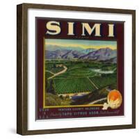 Simi Orange Label - Santa Susana, CA-Lantern Press-Framed Art Print