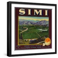 Simi Orange Label - Santa Susana, CA-Lantern Press-Framed Art Print