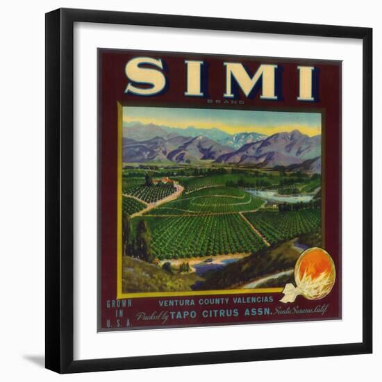 Simi Orange Label - Santa Susana, CA-Lantern Press-Framed Art Print