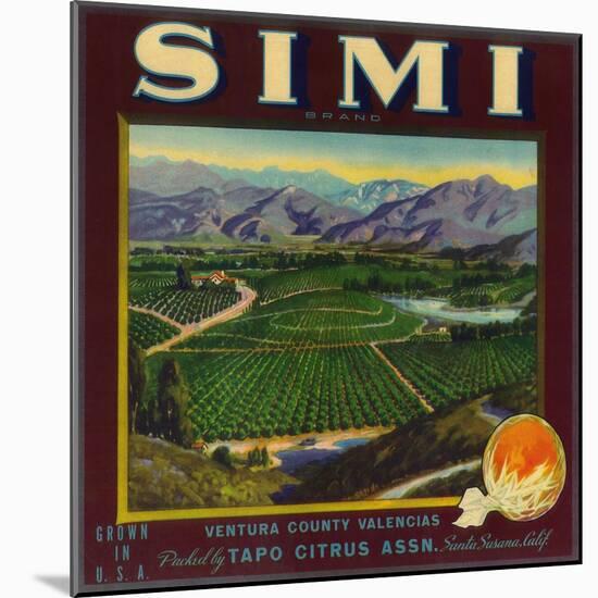 Simi Orange Label - Santa Susana, CA-Lantern Press-Mounted Art Print