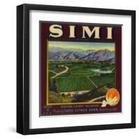 Simi Orange Label - Santa Susana, CA-Lantern Press-Framed Art Print