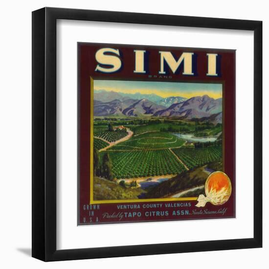 Simi Orange Label - Santa Susana, CA-Lantern Press-Framed Art Print