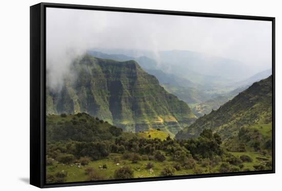 Simien Mountain in morning mist, Ethiopia-Keren Su-Framed Stretched Canvas