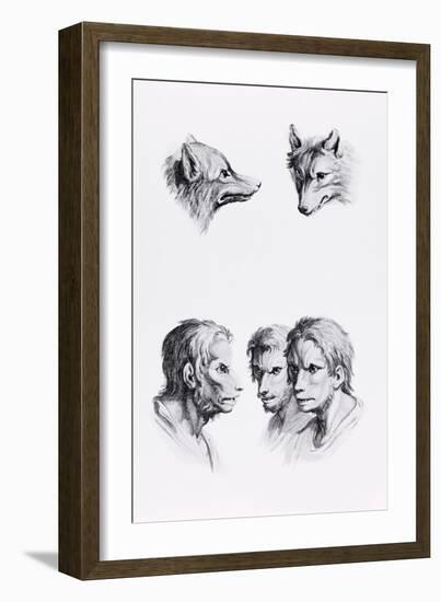 Similarities Between the Head of a Wolf and a Man-Charles Le Brun-Framed Giclee Print