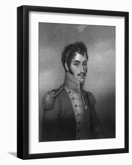 Simon Bolivar, 19th Century South American Revolutionary-W Holl-Framed Giclee Print