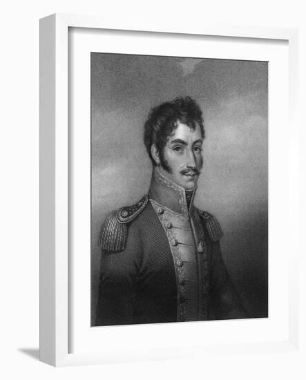 Simon Bolivar, 19th Century South American Revolutionary-W Holl-Framed Giclee Print