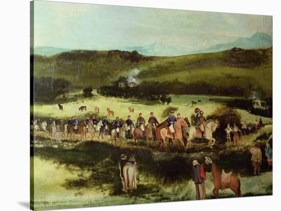 Simon Bolivar and Francisco De Paula Santander Travelling to Bogota-Francisco De Paula Alvarez-Stretched Canvas