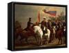 Simon Bolivar Honoring the Flag after Battle of Carabobo, June 24, 1821-Arturo Michelena-Framed Stretched Canvas