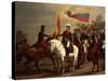 Simon Bolivar Honoring the Flag after Battle of Carabobo, June 24, 1821-Arturo Michelena-Stretched Canvas