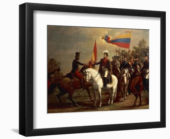 Simon Bolivar Honoring the Flag after Battle of Carabobo, June 24, 1821-Arturo Michelena-Framed Giclee Print