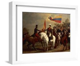 Simon Bolivar Honoring the Flag after Battle of Carabobo, June 24, 1821-Arturo Michelena-Framed Giclee Print