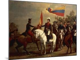 Simon Bolivar Honoring the Flag after Battle of Carabobo, June 24, 1821-Arturo Michelena-Mounted Giclee Print