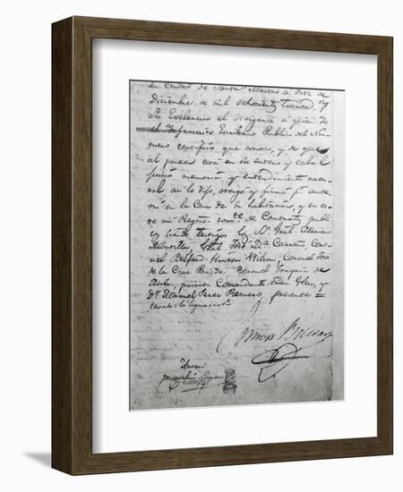 Simon Bolivar's Last Will and Testament Dictated in Santa Marta in Colombia in 1830, Colombia-null-Framed Giclee Print