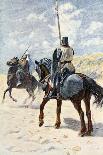 The Knight Stands Watch on St. Georges Mount with Banner, the Talisman: A Tale of the Crusaders-Simon Harmon Vedder-Stretched Canvas