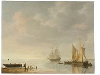 Small Dutch Transport Ship, before the Breeze, in the Calm, Shallow Waters along the Coast, Bearing-Simon Jacobsz Vlieger-Giclee Print