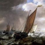 Small Dutch Transport Ship, before the Breeze, in the Calm, Shallow Waters along the Coast, Bearing-Simon Jacobsz Vlieger-Giclee Print