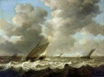 Small Dutch Transport Ship, before the Breeze, in the Calm, Shallow Waters along the Coast, Bearing-Simon Jacobsz Vlieger-Giclee Print