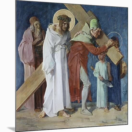 Simon of Cyrene Helps Jesus 5th Station of the Cross-Martin Feuerstein-Mounted Giclee Print