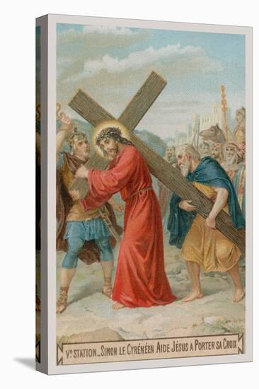 Simon of Cyrene Helps Jesus to Carry the Cross. the Fifth Station of the Cross-null-Stretched Canvas