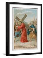 Simon of Cyrene Helps Jesus to Carry the Cross. the Fifth Station of the Cross-null-Framed Giclee Print